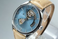 w/Box Paper HAMILTON Jazzmaster Open Heart H327050 Grayish Blue AT Men's Watch