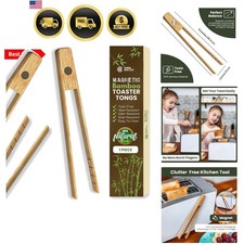 Toaster Tongs Bamboo Magnet Long Kitchen Uten...