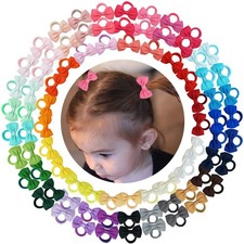 80PCS Tiny Hair Ties With Bows Baby Rubber Bow Ties, Multi-colored