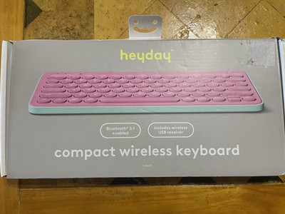 heyday Compact Wireless Bluetooth Keyboard Pink/Mint Quiet Keys