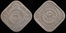 1913 netherlands 5 cent coin