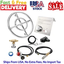 Uniflasy 12" Fire Pit Ring Burner Kit, Stainless Steel Propane Gas Firepit Ring