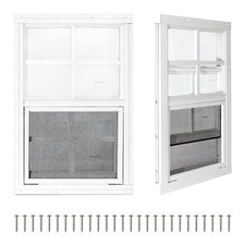 2 Pack Shed Windows Sliding Tempered Glass Flush Mount White 12x18