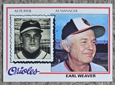 Earl Weaver 1978 Topps Baseball Card ~ #211 ~ Baltimore Orioles 