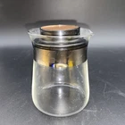 Vintage Pyrex Flameware Glass Creamer Pitcher & Lid 1960s MCM Silver Band