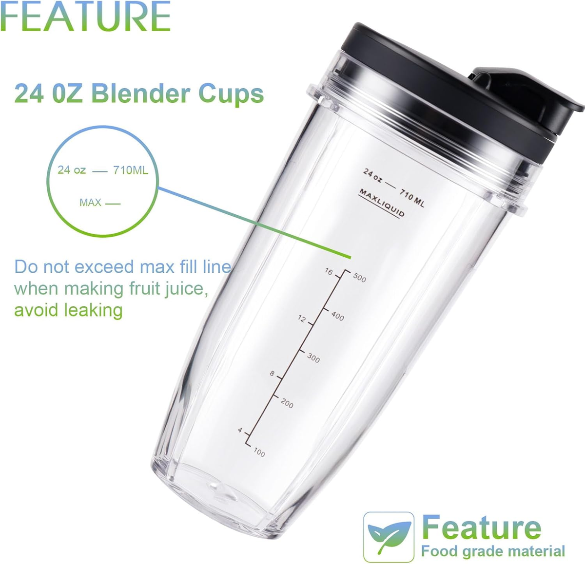 Ninja Blender Cups Replacement 24oz – Compatible with Ninja BN401