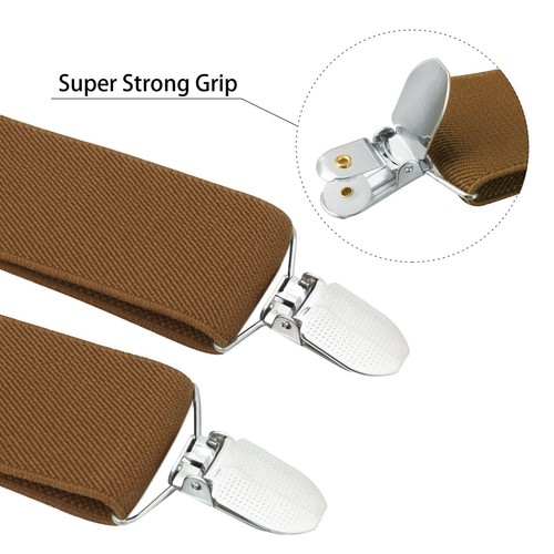 Buyless Fashion Suspenders for Men 48" Elastic Adjustable Straps 1 1/4" X Back - Picture 86 of 119