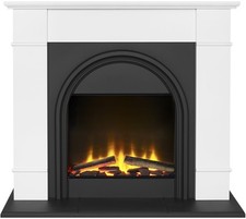 Adam Chesterfield Electric Fireplace Suite in White & Charcoal Grey, 44 Inch