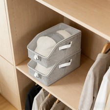 2Pcs Hat Storage Box for Baseball Caps, Hat Organizer w/Clear Window for Closet