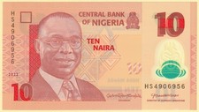 🇳🇬 Nigeria 10 Naira. 2022. Polymer. P39m. “HS” Prefix. UNC