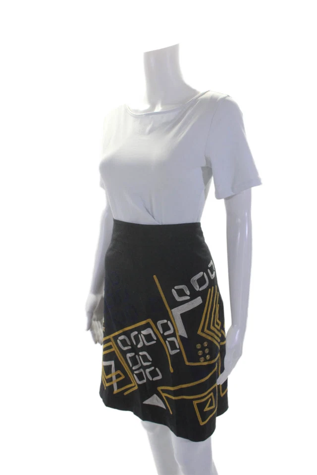 DKNY Mujer Forrada Lana Bordada Cremallera Hasta la Rodilla Falda Lápiz Gris Talla 12 Foto 2 de 4