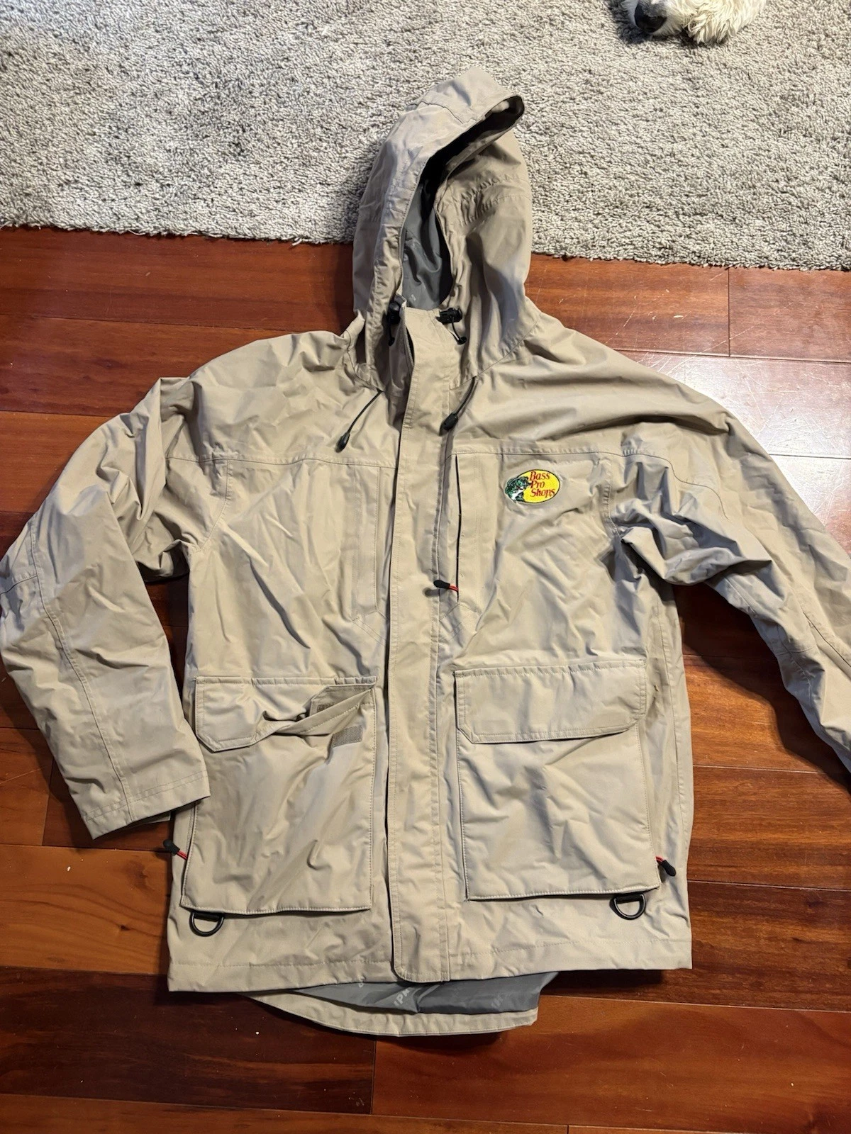 Mens Medium Rain Jacket Fishing Bone Dry Waterproof HPR Laminated Nylon Hooded