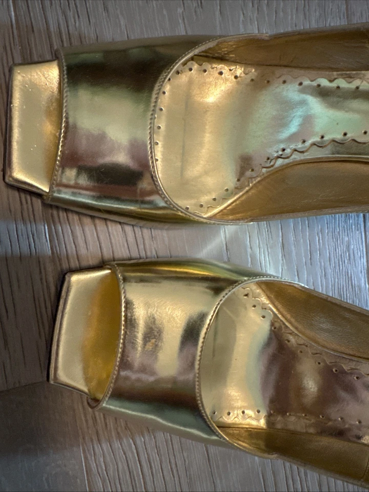 Туфли на каблуке Bettye Muller золотистая кожа с открытым носком 3 дюйма - размер 39,5 - Изображение 3 из 4