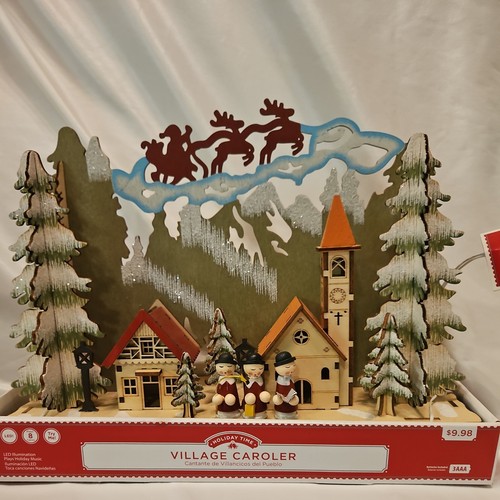 NUOVO LED ILLUMINATO LEGNO BALSA MUSICAL VILLAGGIO CANTOLER NATALE - Foto 1 di 5