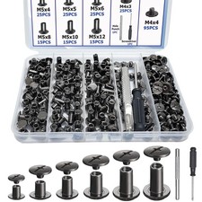 120 Black Chicago Screws for Leather, 6 Sizes Screw Rivets, Leather Chicago Scre
