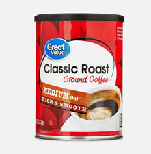 Great Value Classic Roast Ground Naturally Caffeinated Coffee, 9.6 oz Canister