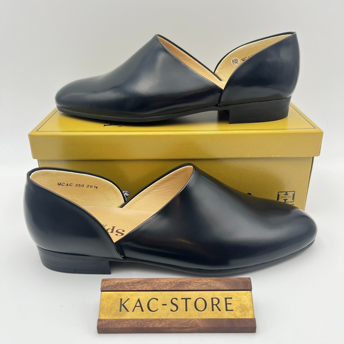 Haruta Spock Shoes 850 Leather 2E Men's Black Sizes Japan
