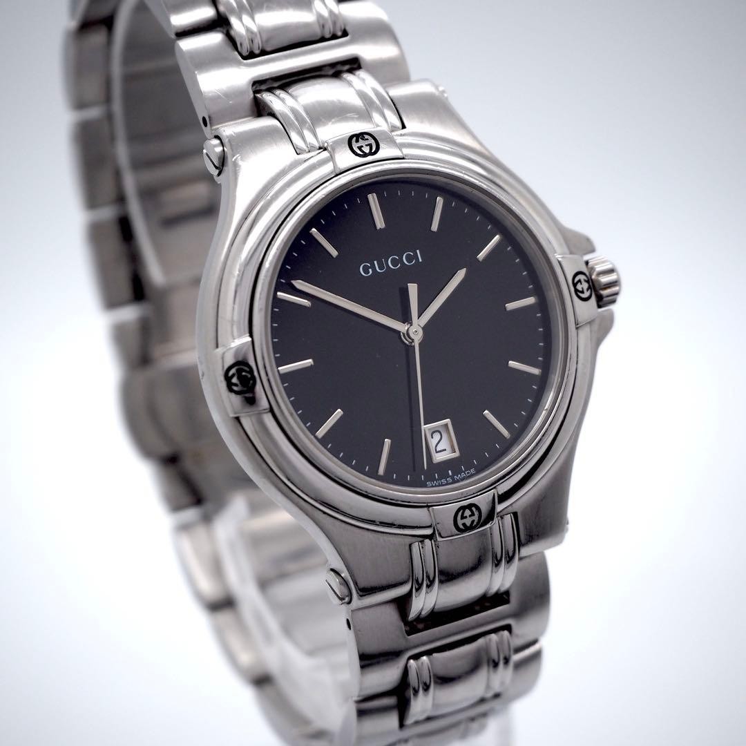 GUCCI men's watch 9040M date silver black GUCCI,18566 thumbnail 2