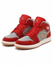 Nike Air Jordan 1 Mid SE GS Red Denim Suede S...