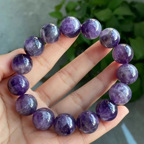 15mm Natural Rare Purple Amethyst Crystal Round Beads Bracelet 1959 - Picture 7 of 8