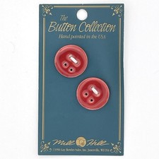 Mill Hill The Button Collection Ceramic Buttons Red Round 4-Hole 3/4" 2 pc New