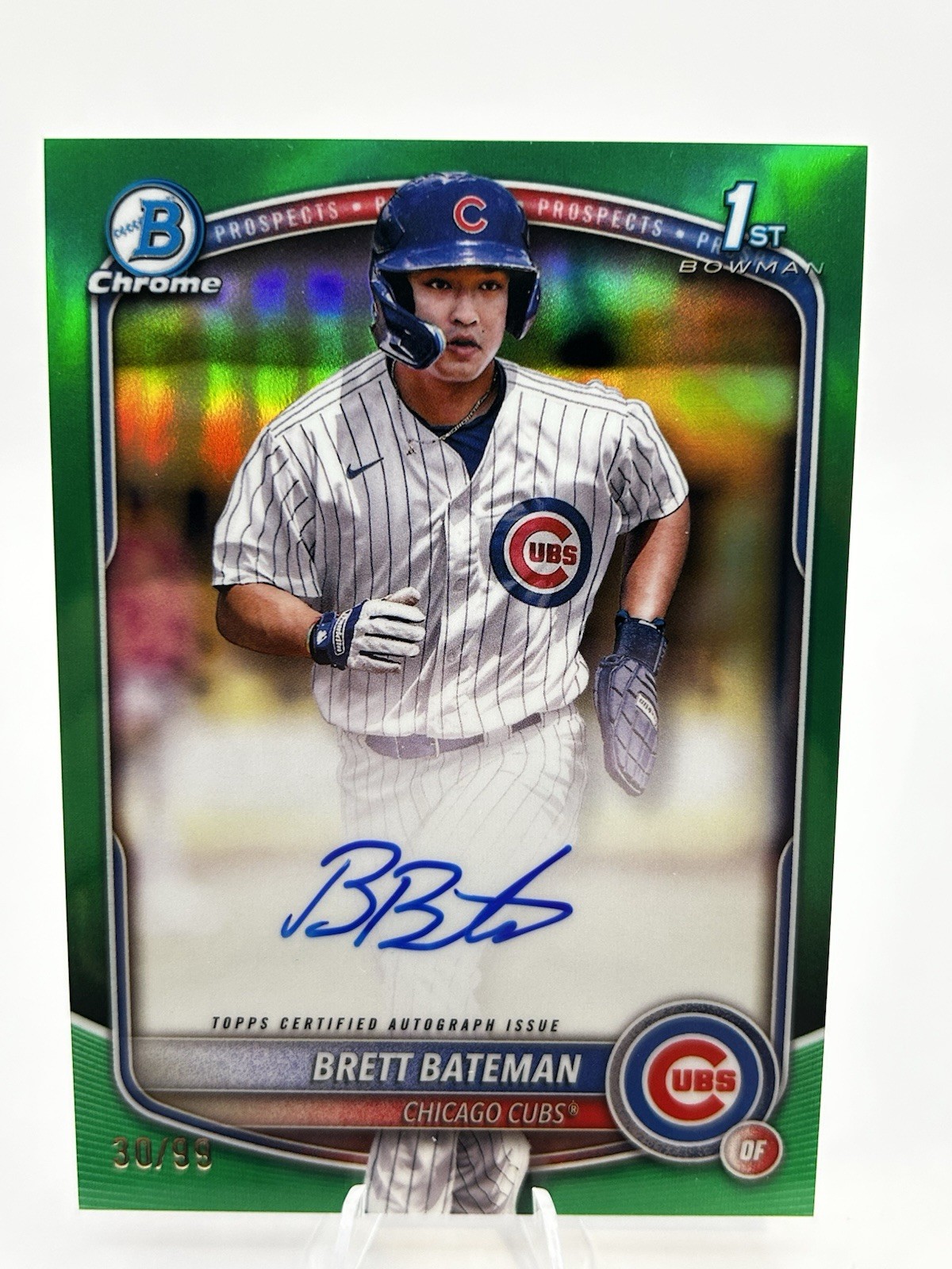 2025 BOWMAN CHROME 1ST BRETT BATEMAN GREEN REFRACTOR AUTO /99 Chicago Cubs