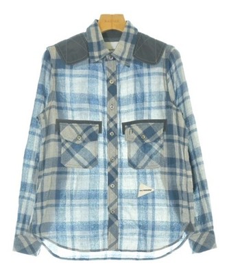 and wander Casual Shirts GrayxBlue(Check Pattern) 0(Approx. XS) 2200666796233