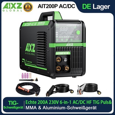 AIXZ 6 in 1 200A AC/DC Puls-TIG-Schweißgerät Aluminium HF TIG ARC IGBT Inverter