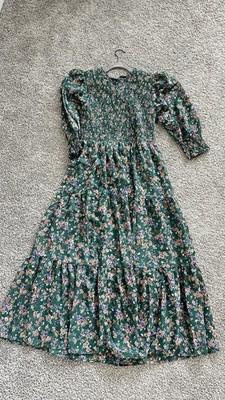 Forever 21 Floral Maxi Dress Size M Green Long Elegant Wedding Guest Dress
