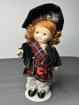 Vintage Campbells Kids 1994 Scottish Dancer Porzellanpuppe 10 Zoll ohne Etikett