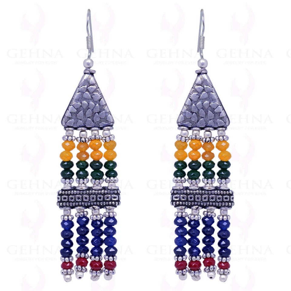 Juego de collar de cuentas de circón multicolor zafiro rubí esmeralda-Cn1001 Foto 2 de 3