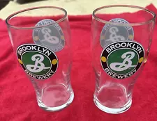 Two Brooklyn Brewery Pint Glass 16 oz Tulip Barware Set of 2 Great Shape