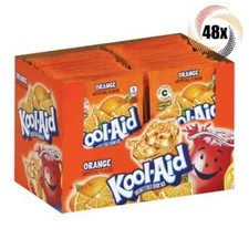 Full Box 48x Packets Kool-Aid Orange Flavor Soft Drink Mix, Caffeine Free