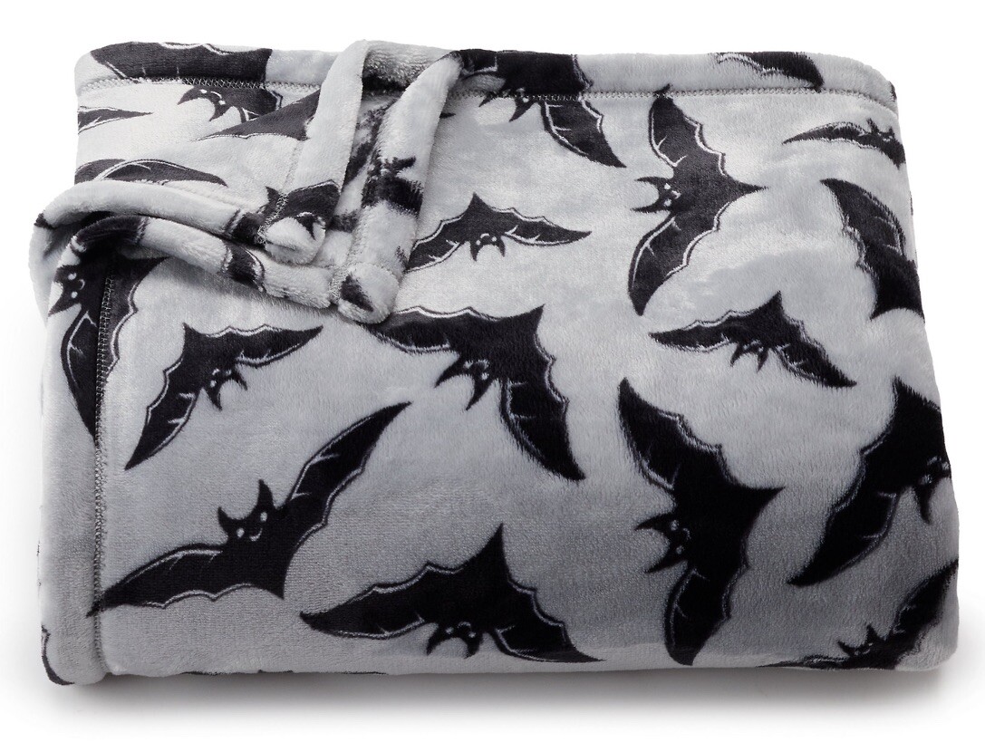 Halloween BATS Black & Gray 5x6 ft Oversized Plush THROW BLANKET