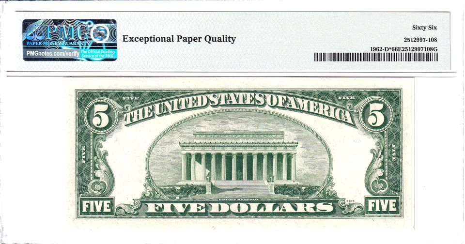 1950-A $5 FRN Cleveland **STAR** PMG Gem Uncirculated 66EPQ Pop 9/1 #D01053025* - Image 2 of 2