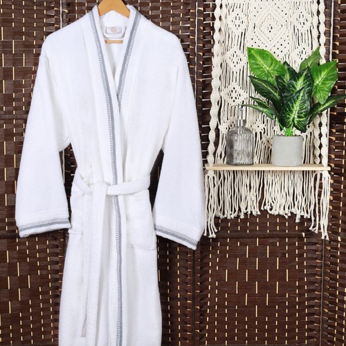 Tinsel Turkish Unisex Cotton Kimono Terry Bath Robe Absorbent Adults Bathrobe - 第 39/40 張圖片
