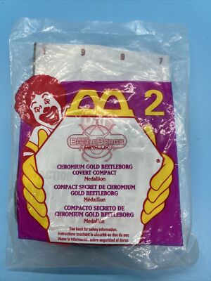 McDonalds 1996 Sabans Beetle Borgs Metallix Happy Meal Toy Chromium Gold