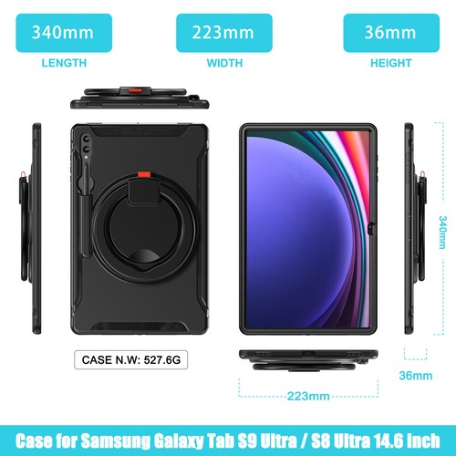 Shockproof Heavy Duty Handle Stand Case Cover for Samsung Tab S8 Ultra/S9 Ultra - Picture 5 of 14