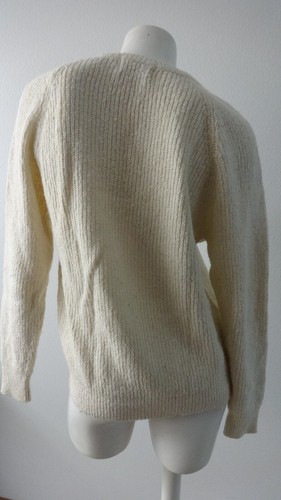 Vintage Michal Jordan Par Lowell Dreyfuss Ivoire Soie Mélange Pull Femmes M - Photo 3 sur 4