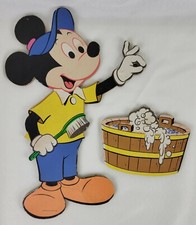 Rare Vtg Walt Disney Mickey Mouse Wall Hangings Nursery Bedroom Decor 1950's