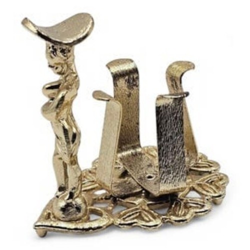 Vintage Rare Glam 1960s Beauty Gold Plated Cherub Nail Polish Bottle Holder