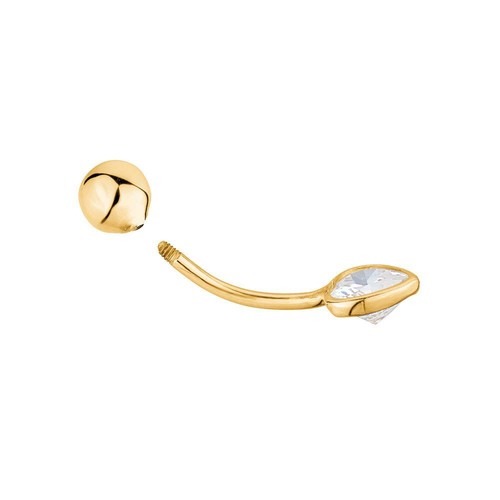Belly Rings 14k Yellow Gold Navel Rings Simulated Diamond Barbell Stud Body Pier - Picture 3 of 9