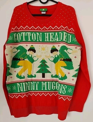 Elf Movie L Sweater Cotton Headed Ninny Muggins Acrylic Ugly Sweater  Christmas