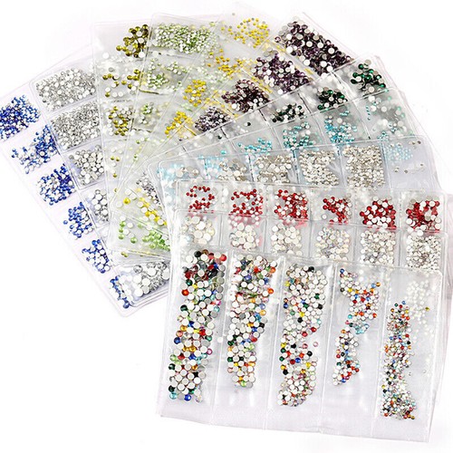 1440Pcs Glitter Rhinestones Crystal Clear Flat Bottom Glass Nail Art Nail Drill - Picture 10 of 27