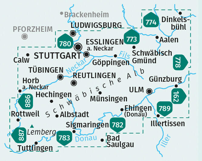 Thumbnail - Kompass Wanderkarten-set 767 Schwäbische Alb (4 Karten) 1:50.000 |