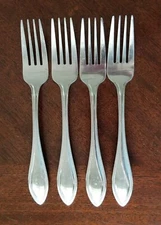Lot of 4 Pfaltzgraff 18/10 Stainless Steel American Bead Salad Forks 7 1/4"