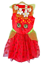 Shopkins Strawberry Kiss Costume Size M 7-8 Red Sparkle Child Dress Up Halloween