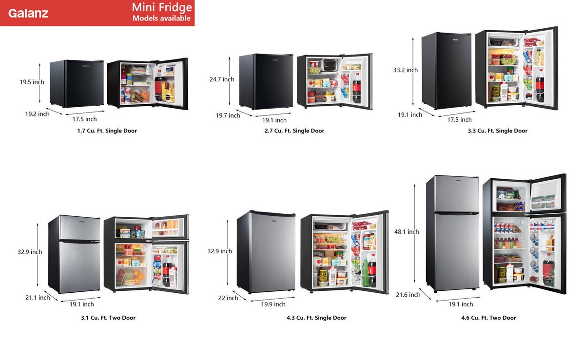 1.7 Cu Ft One Reversible Door Mini Fridge Refrigerator Small