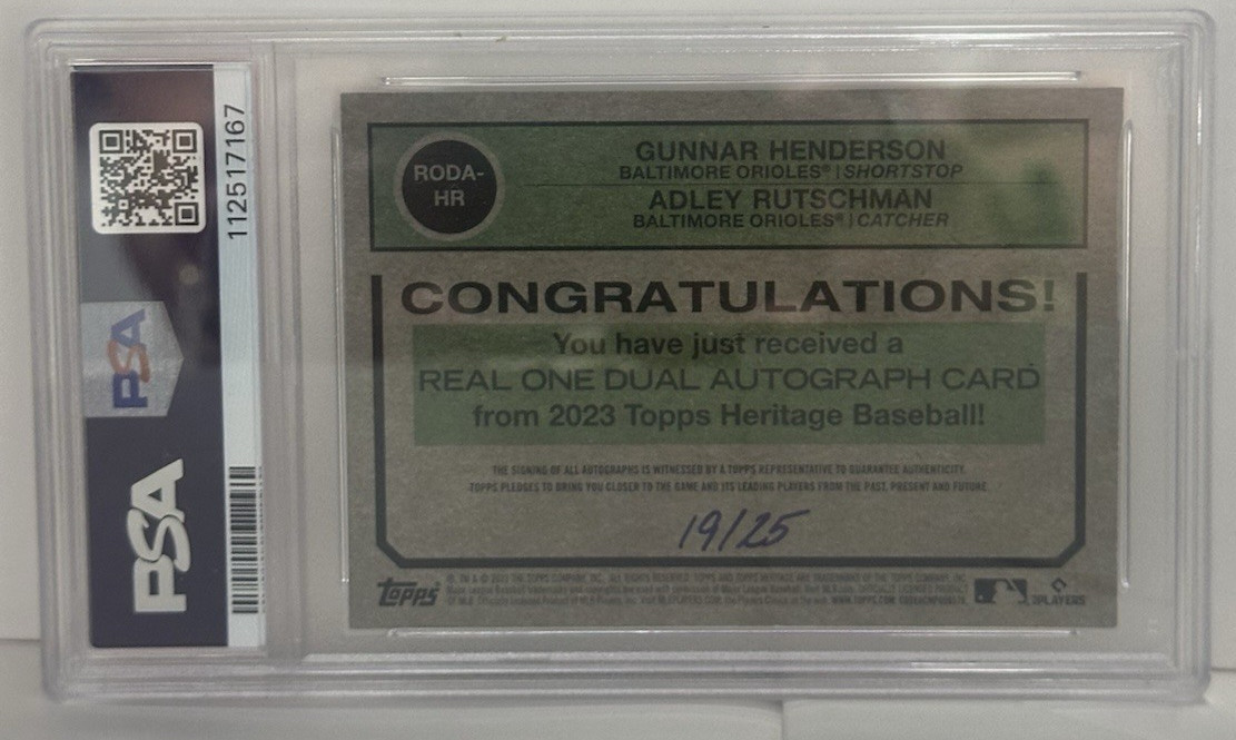 2023 TOPPS HERITAGE REAL ONE DUAL AUTOS #RODAHR HENDERSON/RUTSCHMAN 19/25 PSA 10 view 4
