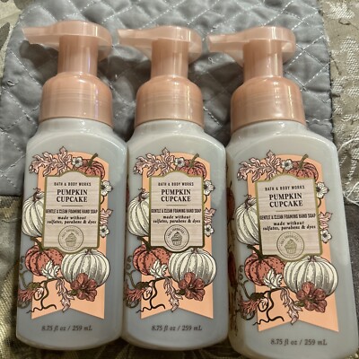 3 x Bath  & Body Works PUMPKIN CUPCAKE Gentle Foaming Hand Soap 8.75 fl oz NEW!
